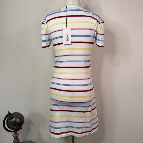Sonia Rykiel Stripe Cutout Mini Dress 38 NWT French Cool Girl Summer Y2K - Picture 6 of 9